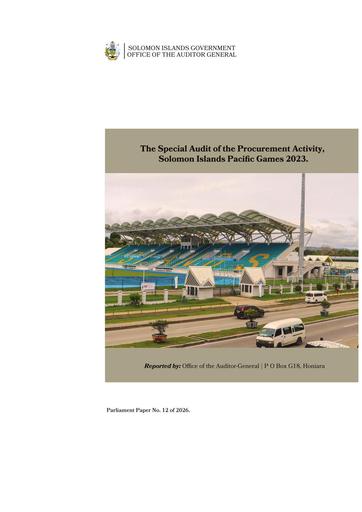 Special Audit Report of the SPG Games Procurement Activities